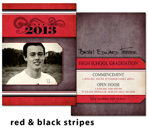 red & black stripes photo card